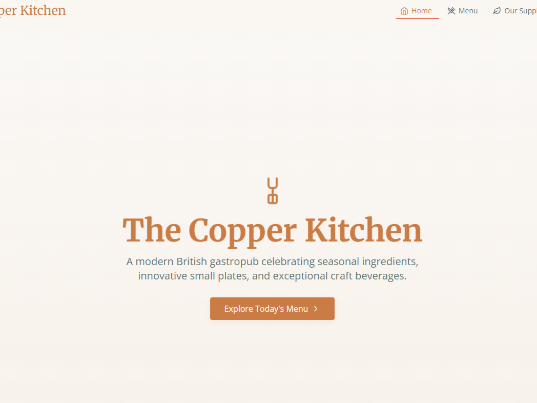 The Copper Kitchen website